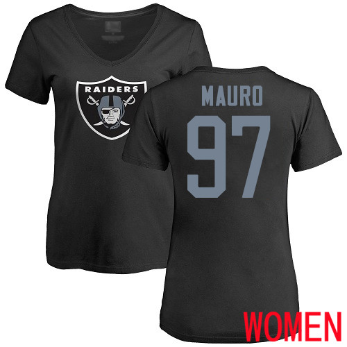 Oakland Raiders Black Women Josh Mauro Name and Number Logo NFL Football #97 T Shirt->nfl t-shirts->Sports Accessory
